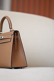 Hermes Kelly Epsom Leather Silver Buckle Brown Size 25*17*7cm - 3