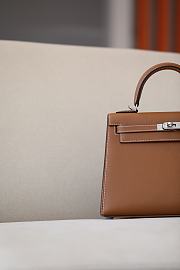 Hermes Kelly Epsom Leather Silver Buckle Brown Size 25*17*7cm - 2