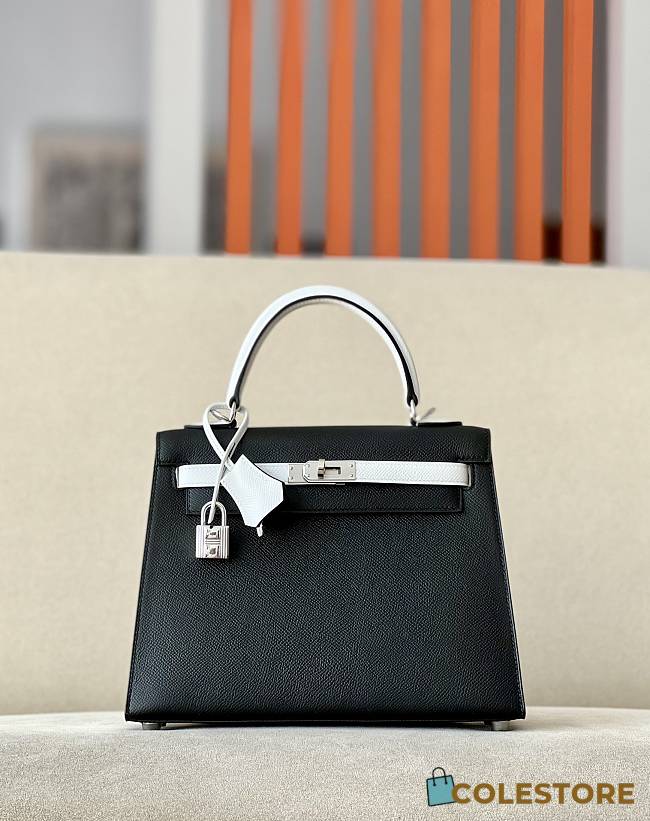 	 Hermes Kelly Epsom Leather Black Size 25*17*7cm - 1