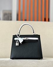 	 Hermes Kelly Epsom Leather Black Size 25*17*7cm - 1