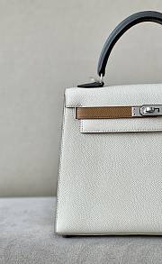 	 Hermes Kelly Epsom Leather White Size 25*17*7cm - 4