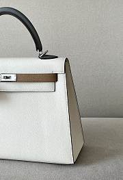 	 Hermes Kelly Epsom Leather White Size 25*17*7cm - 2