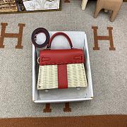 Hermès White Mini Kelly Picnic Red 20cm - 3