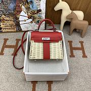 Hermès White Mini Kelly Picnic Red 20cm - 1