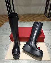 Valentino Garavani Uniqueform Leather Wedge Platform Knee-High Boots Black - 4