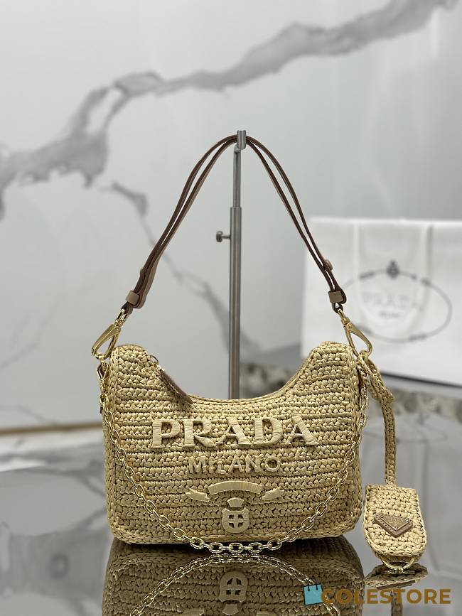 Prada Re-Edition Raffia Mini-Bag Size 22-18-6cm - 1