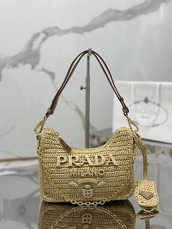 Prada Re-Edition Raffia Mini-Bag Size 22-18-6cm