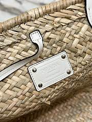 Prada Woven Palm and Leather Tote White 25×48×16cm - 2
