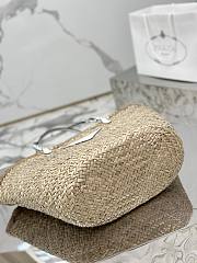 Prada Woven Palm and Leather Tote White 25×48×16cm - 3