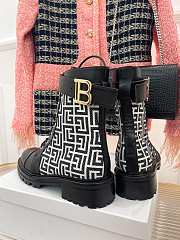 Balmain Romy Monogram Jacquard Leather Combat Boots - 2
