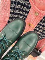 	 Balmain Romy Monogram Jacquard Leather Combat Boots Green - 2