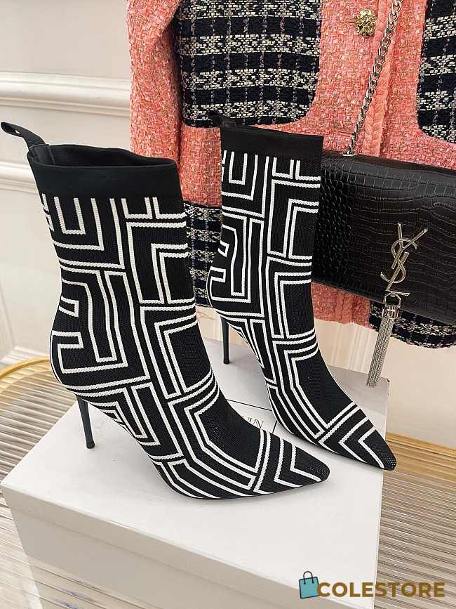 Balmain Women's Black Skye Printed Sock Boots - 1