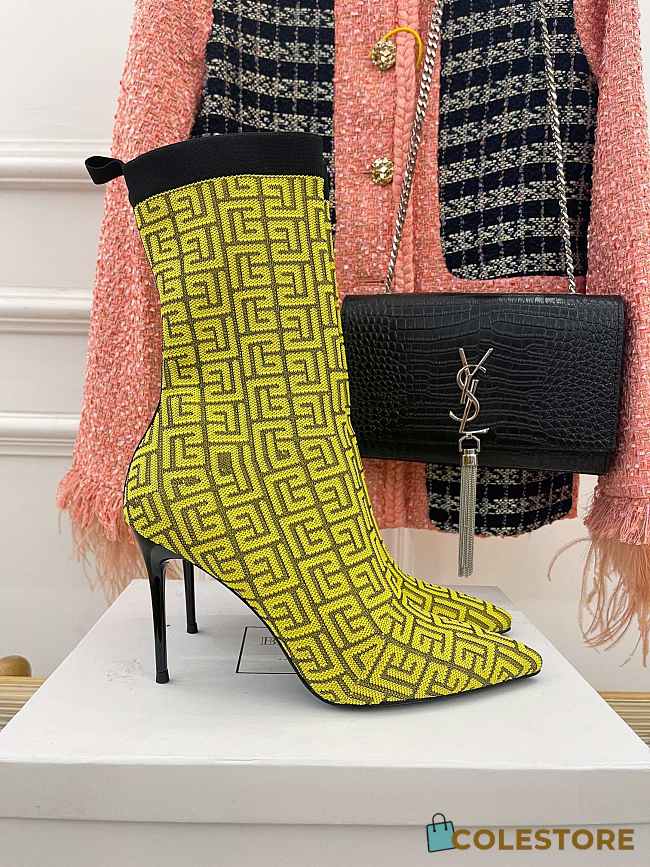 Balmain Women's Black Skye Printed Sock Boots Green - 1