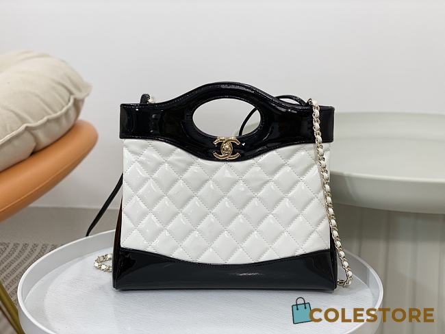 	 Colestore Chanel 31 Mini Shopping Bag White & Black Size 22 × 23 × 5.5 cm - 1