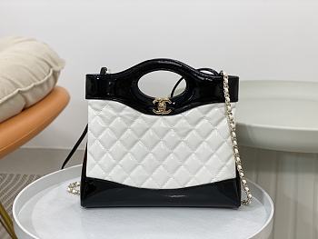 	 Colestore Chanel 31 Mini Shopping Bag White & Black Size 22 × 23 × 5.5 cm