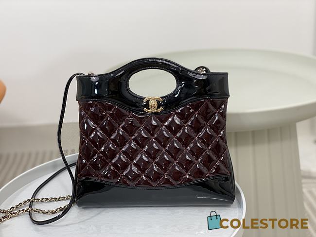 	 Colestore Chanel 31 Mini Shopping Bag Burgundy & Black Size 22 × 23 × 5.5 cm - 1