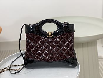 	 Colestore Chanel 31 Mini Shopping Bag Burgundy & Black Size 22 × 23 × 5.5 cm