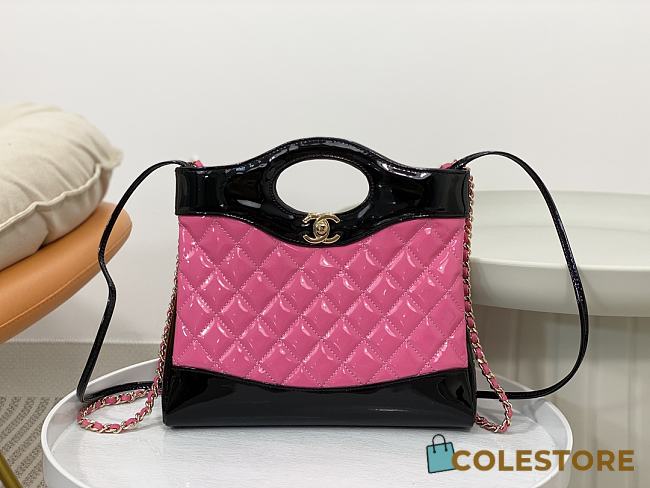 	 Colestore Chanel 31 Mini Shopping Bag Pink & Black Size 22 × 23 × 5.5 cm - 1