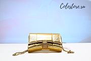 Colestore Balenciaga Hourglass Croc-Embossed Leather Wallet-On-Chain In Gold Size 19cm - 1