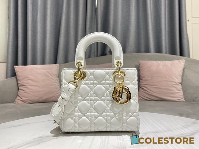 Colestore Dior Lady White Gold Hardware Size 20cm - 1