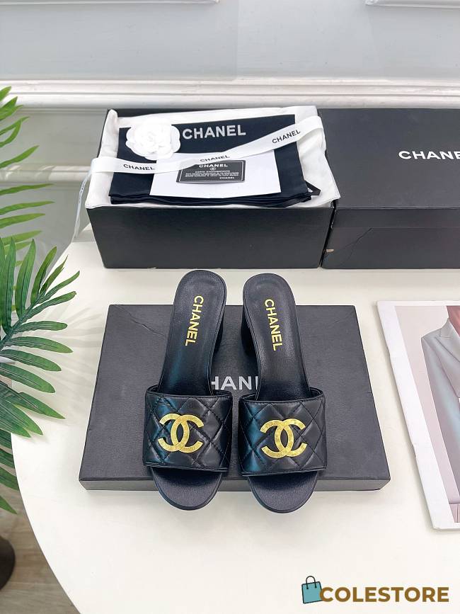 Colestore Chanel Slipper Black 6cm - 1