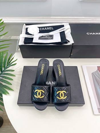 Colestore Chanel Slipper Black 6cm
