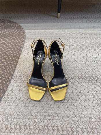Colestore YSL Logo High Heels Gold Sandals