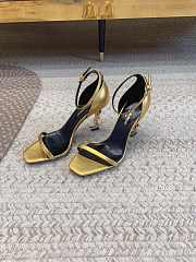 Colestore YSL Logo High Heels Gold Sandals - 6