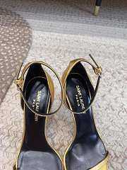 Colestore YSL Logo High Heels Gold Sandals - 5