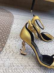 Colestore YSL Logo High Heels Gold Sandals - 4