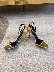 Colestore YSL Logo High Heels Gold Sandals - 2