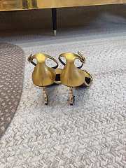 Colestore YSL Logo High Heels Gold Sandals - 3