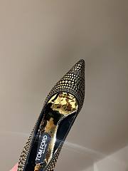 Colestore Tom Ford Black/Gold Studded Suede Pointed Toe Pumps 105 - 4