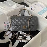 	 Colestore Chanel Mini Flap Bag with Top Handle 20cm Dark Grey x Gold Hardware - 1