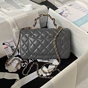 	 Colestore Chanel Mini Flap Bag with Top Handle 20cm Dark Grey x Gold Hardware - 4