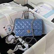 	 Colestore Chanel Mini Flap Bag with Top Handle Blue x Gold Hardware 20x12x6cm  - 1