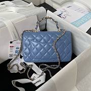	 Colestore Chanel Mini Flap Bag with Top Handle Blue x Gold Hardware 20x12x6cm  - 2