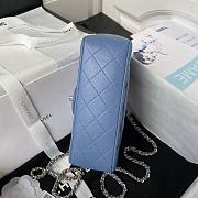 	 Colestore Chanel Mini Flap Bag with Top Handle Blue x Gold Hardware 20x12x6cm  - 4