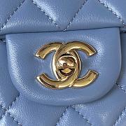 	 Colestore Chanel Mini Flap Bag with Top Handle Blue x Gold Hardware 20x12x6cm  - 5