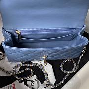 	 Colestore Chanel Mini Flap Bag with Top Handle Blue x Gold Hardware 20x12x6cm  - 6