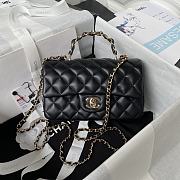 	 Colestore Chanel Mini Flap Bag with Top Handle Black x Gold Hardware 20x12x6cm - 1
