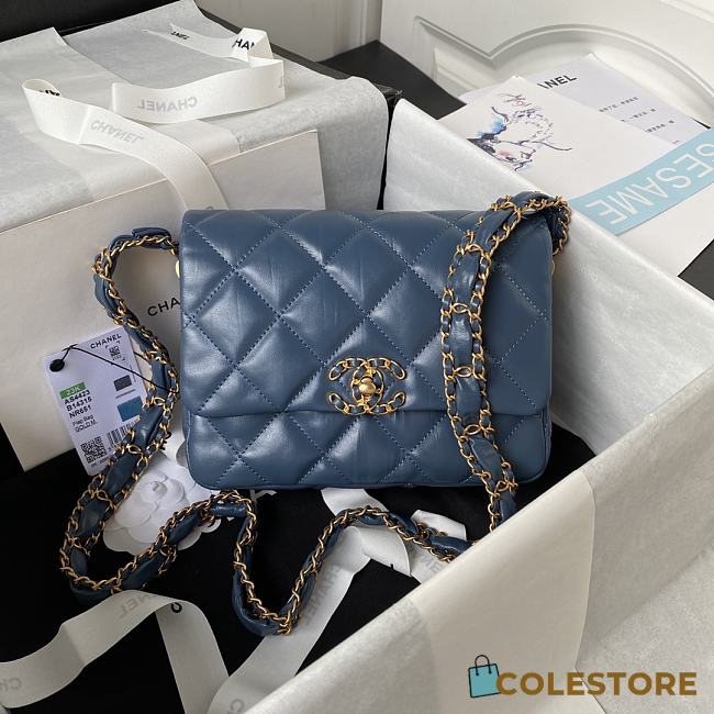	 Colestore Chanel Mini Lambskin Blue Size 13.5*20.5*5cm - 1