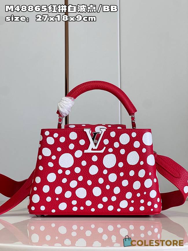 	 Colestore Louis Vuitton Red And White Taurillon Capucine Medium 27x18x9cm - 1