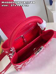 	 Colestore Louis Vuitton Red And White Taurillon Capucine Medium 27x18x9cm - 4