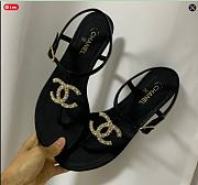 Chanel Gold Pearl Leather Sandals - 1
