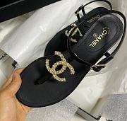 Chanel Gold Pearl Leather Sandals - 4