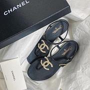 Chanel Gold Pearl Leather Sandals - 2