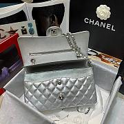Colestore Chanel Silver Lambskin Medium Double Flap Bag Size 25cm - 4