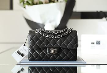 Colestore Chanel Flap Small Black Silver Hardware 14.5x23cmx6cm