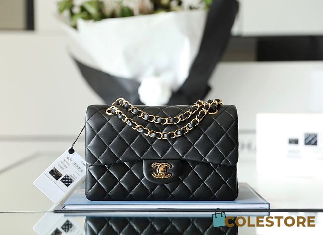	 Colestore Chanel Flap Small Black Gold Hardware 14.5x23cmx6cm - 1